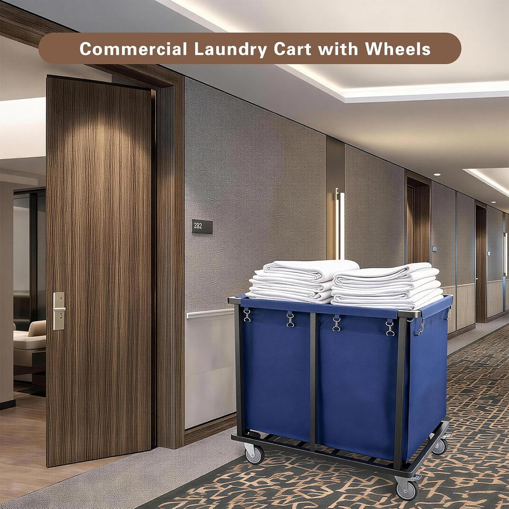 Commercial Laundry Cart with Wheels,600 LBS Rolling Laundry Cart