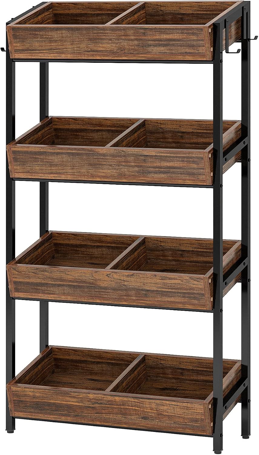 Tribesigns Wood Fruit and Vegetable Basket Stand Rack for Kitchen, Office, St...