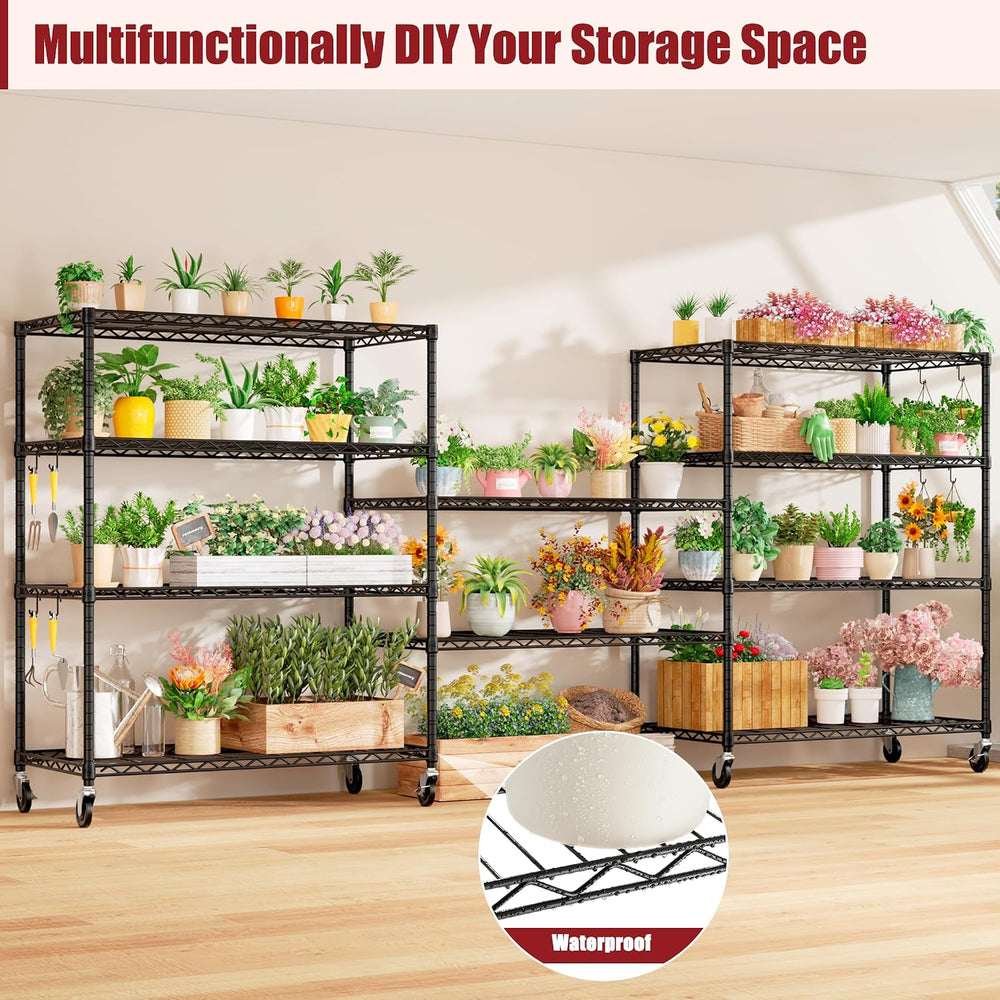 PrimeZone 48"W x 24"D x 81"H Heavy Duty Wire Shelving with Whe...