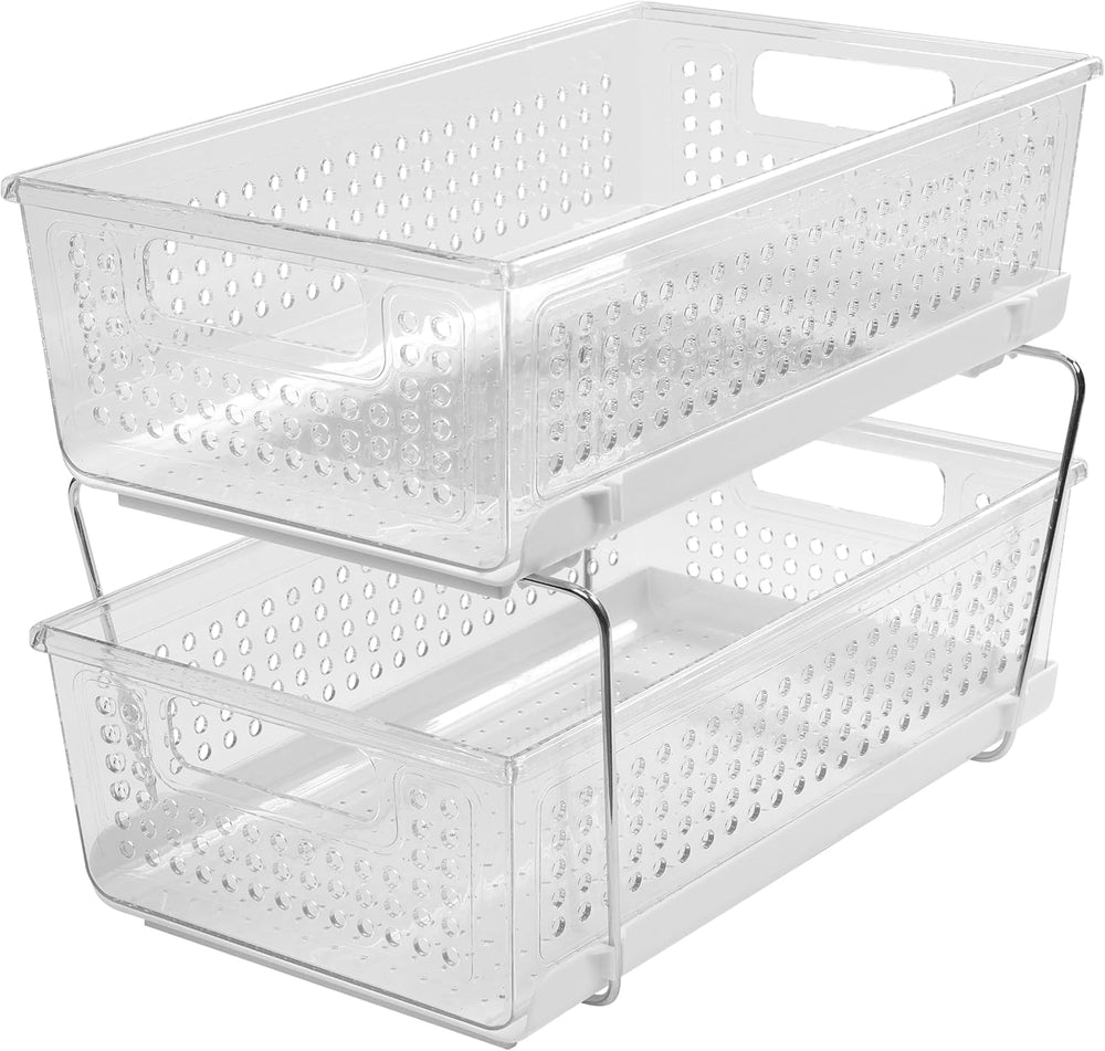 madesmart 2 Tier Organizer, Multi-Purpose Slide-Out Storage Baskets with Hand...