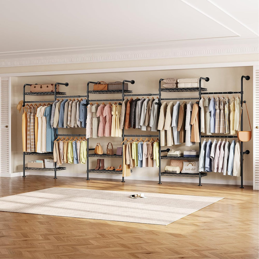 Closet Organizers and Storage, 6-Row Heavy Duty Clothes Rack for Hanging Clot...