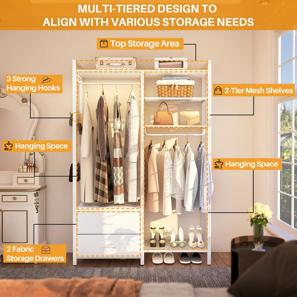 Besiost 78.7'' Clothes Rack for Hanging Clothes - Reversible Clothing...