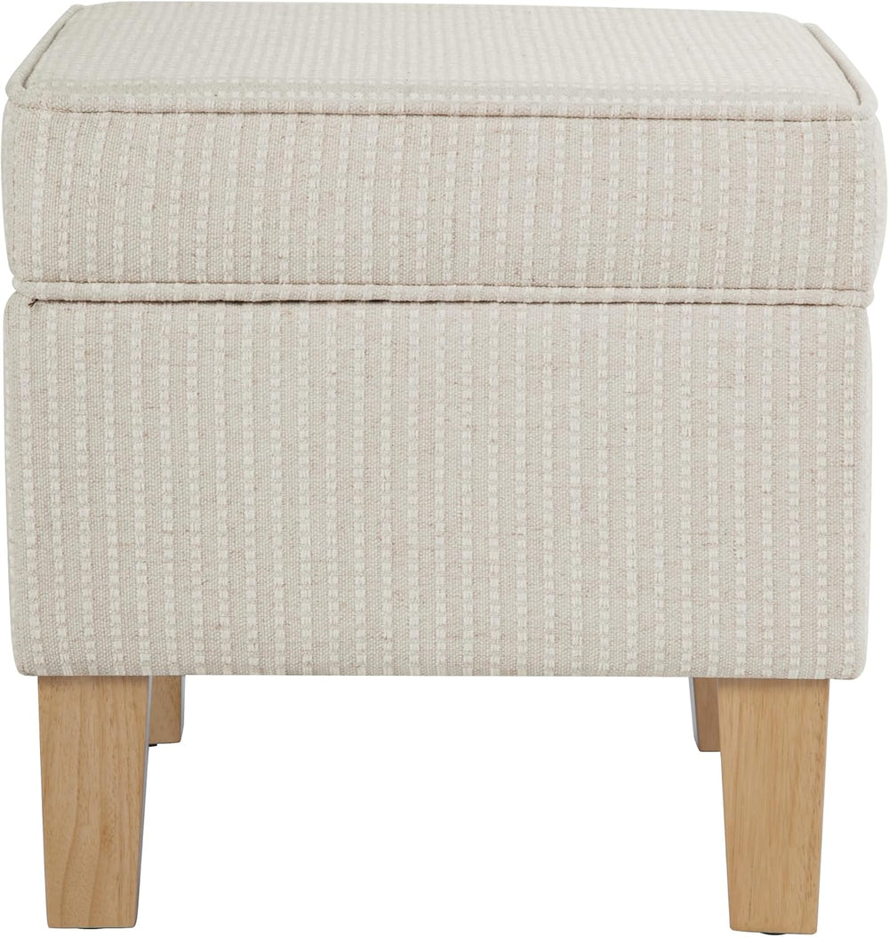 HomePop 22" Modern Rectangular Storage Ottoman - White Woven Stripe