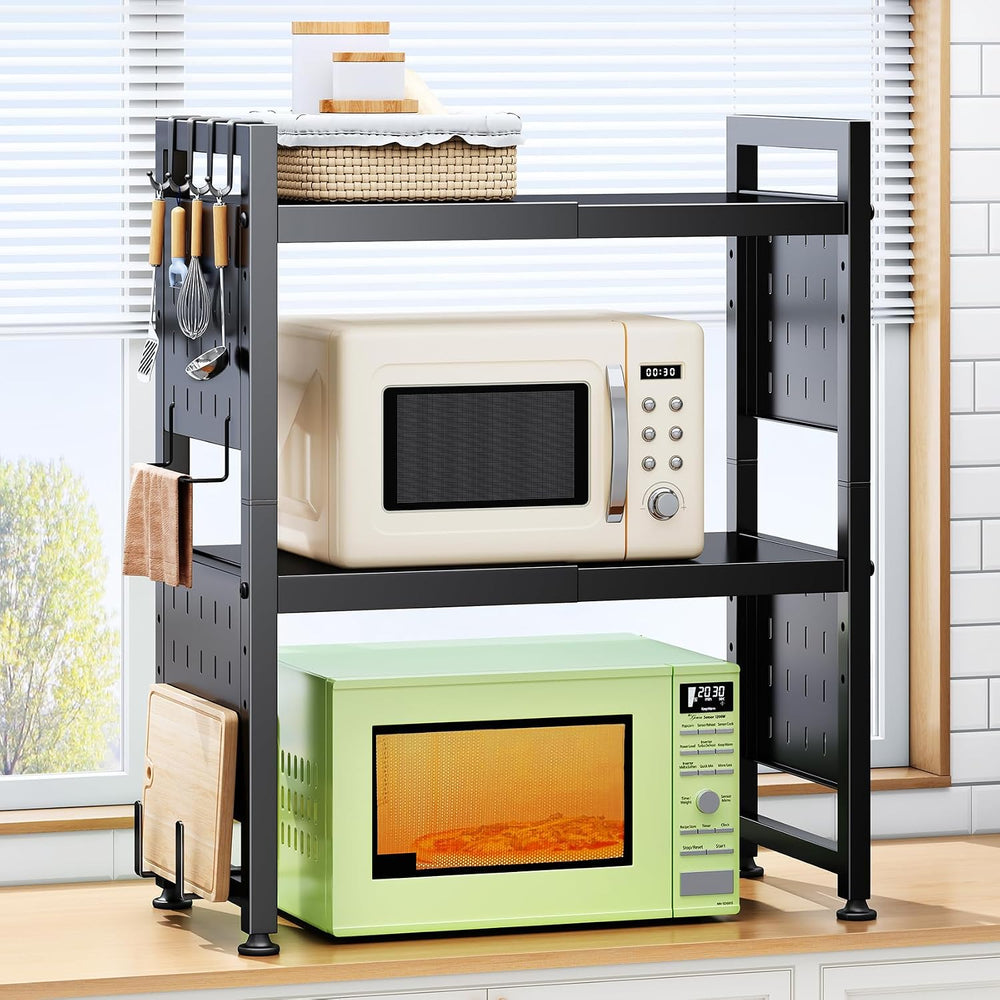 Expandable Microwave Stand, Heavy Duty 3-Tier Adjustable Microwave Oven Rack ...