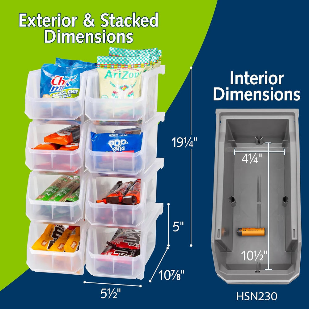 Medium Stackable Plastic Storage Bins, 8-Pack, Clear