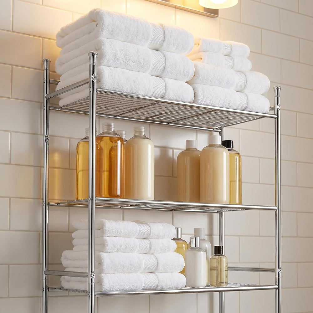 Honey-Can-Do Over-the-Toilet Bathroom Storage Shelf, Steel, Chrome, 3-Tier