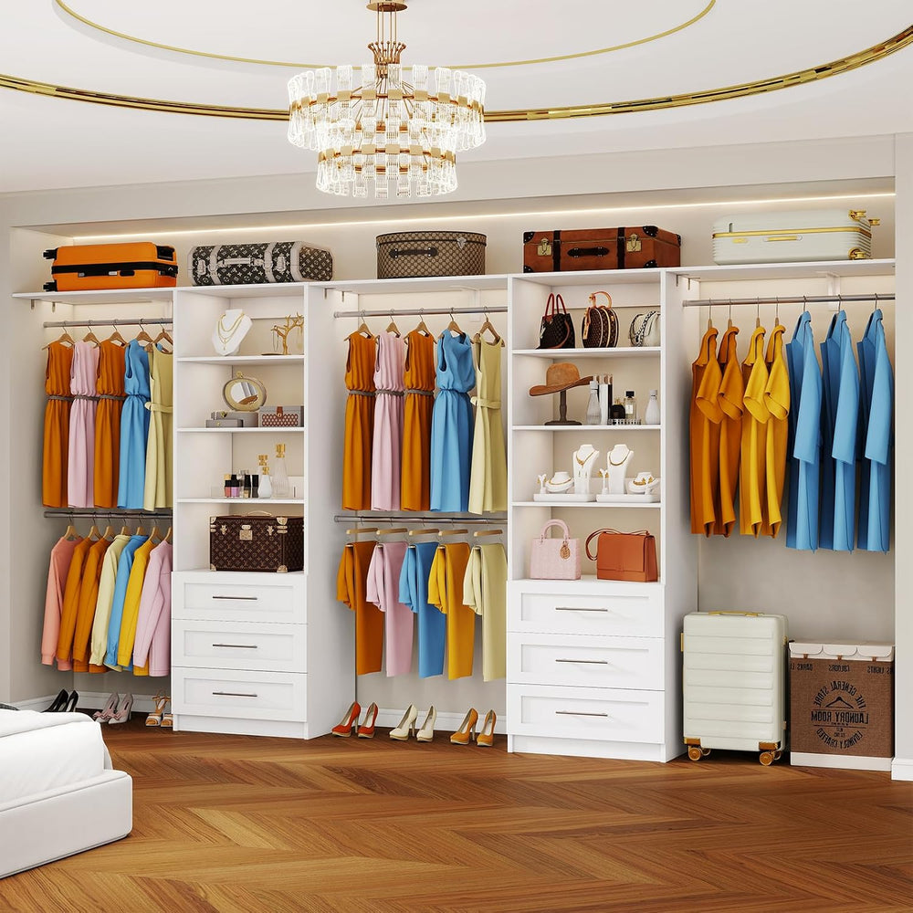 Closet System with 6 Drawers, 6FT-12FT Modular Closet Organizer System with 7...