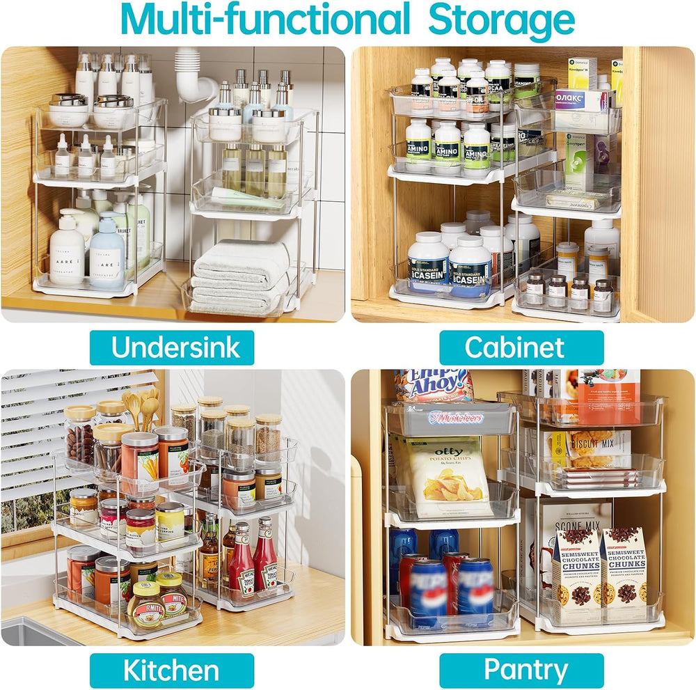Delamu 2 Sets of 3-Tier Bathroom Under Sink Organizers and Storage, Multi-Pur...