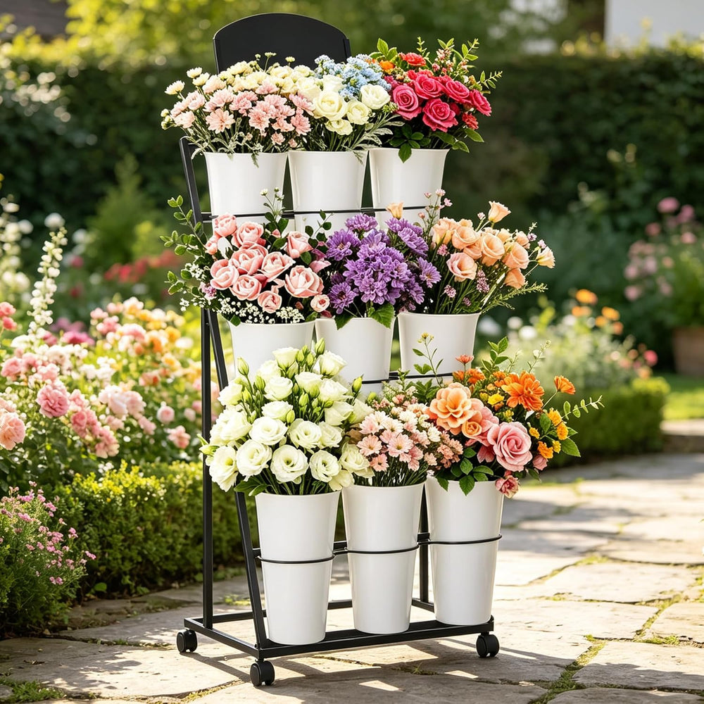 Bloom Bar Flower Cart Flower Bar Stand Flower Cart with Wheels | Made of meta...