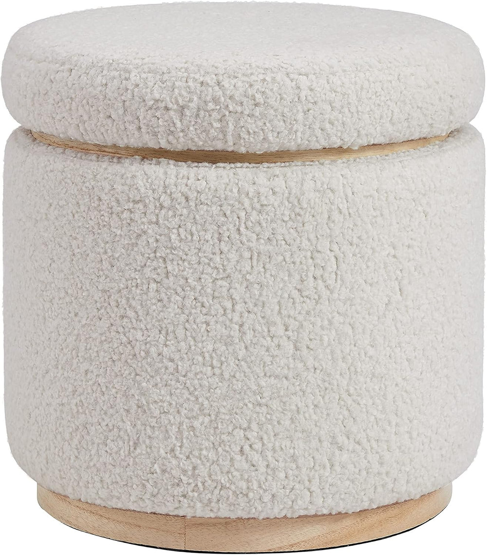 Linon Home Décor Cream Sherpa Round Storage Wooden Base by Linon Lexington Ot...