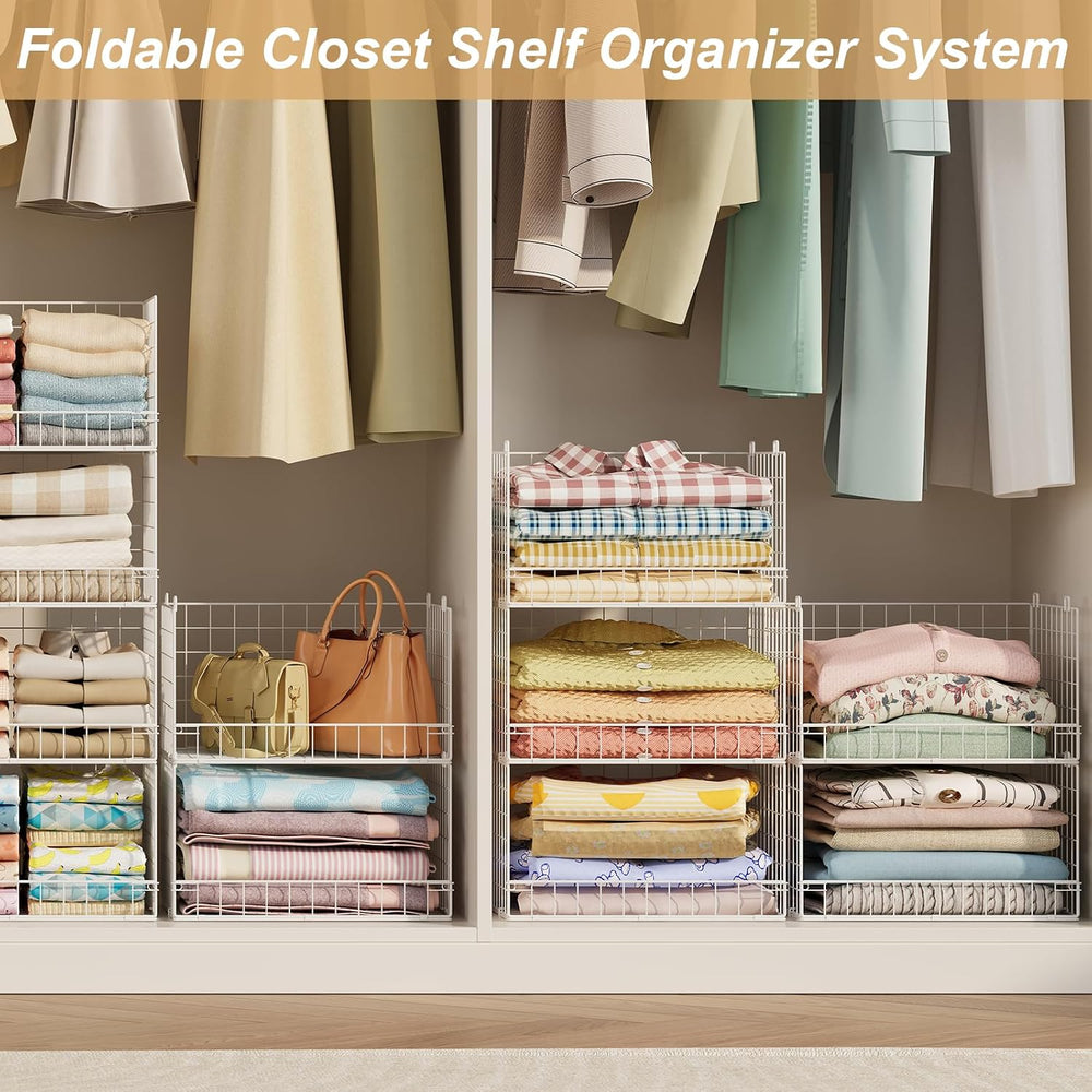 Huxitocan 6-Tier Stackable Closet Organizers and Storage Basket - Foldable Cl...