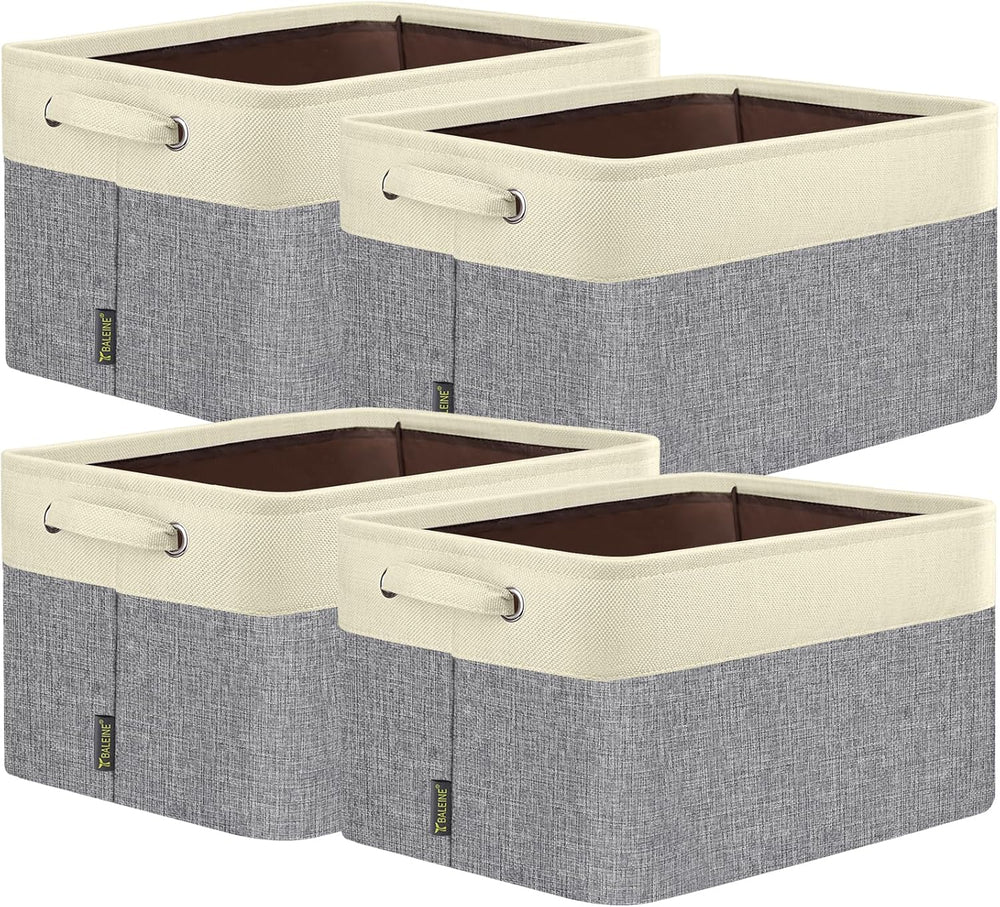 BALEINE 4 Pack Fabric Closet Storage Bins for Shelves, Linen Closet Organizer...
