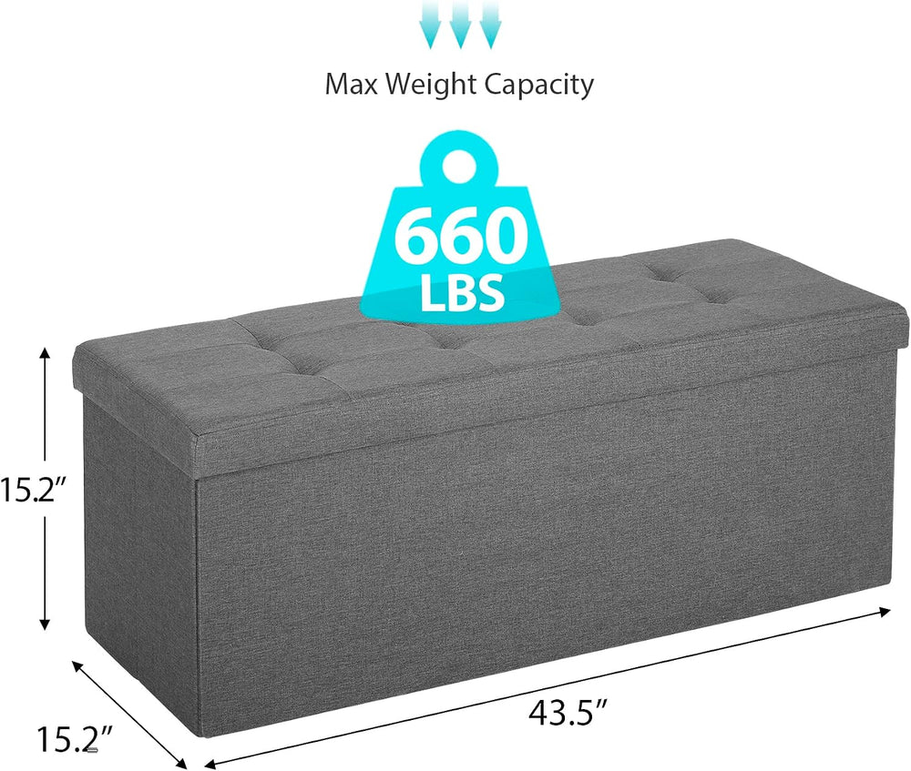 SUPER DEAL 43 Inches Folding Storage Ottoman Bench, Foot Rest with Divider Fo...