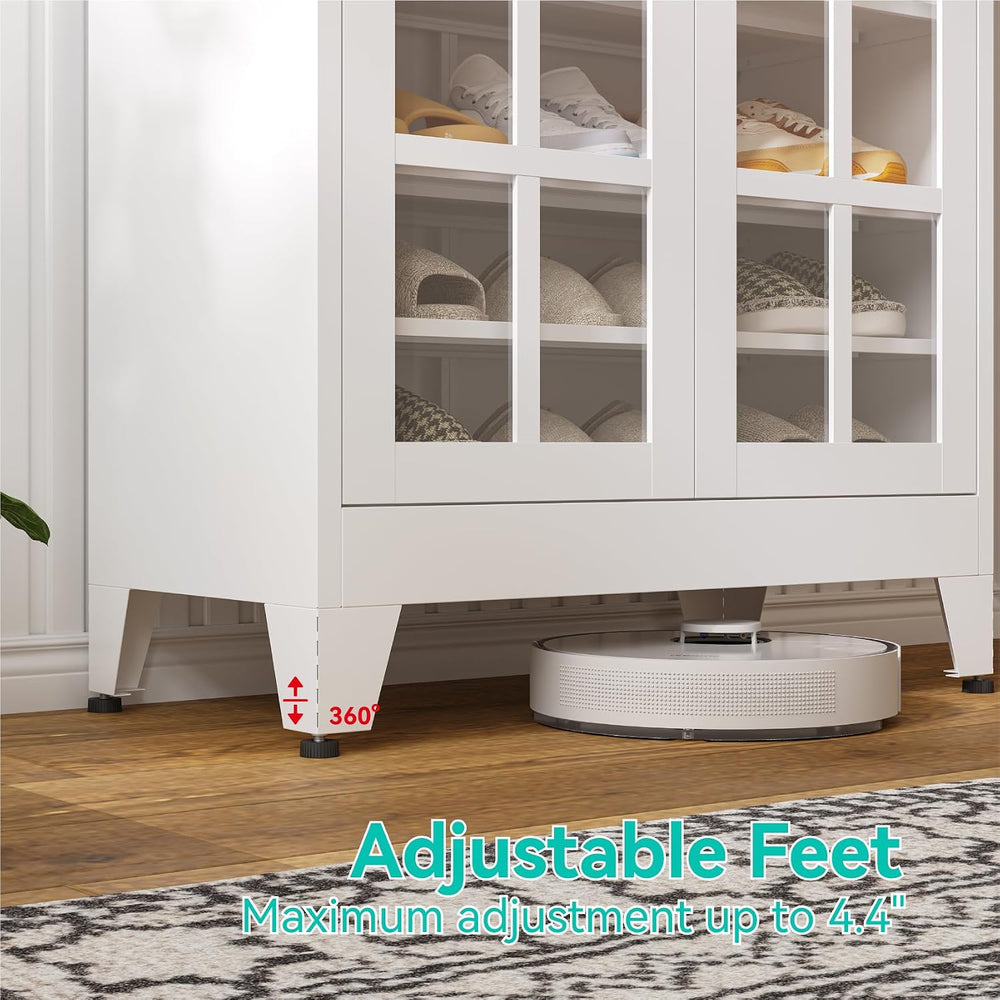 Tall Shoe Cabinet with Doors and Adjustable Shelves