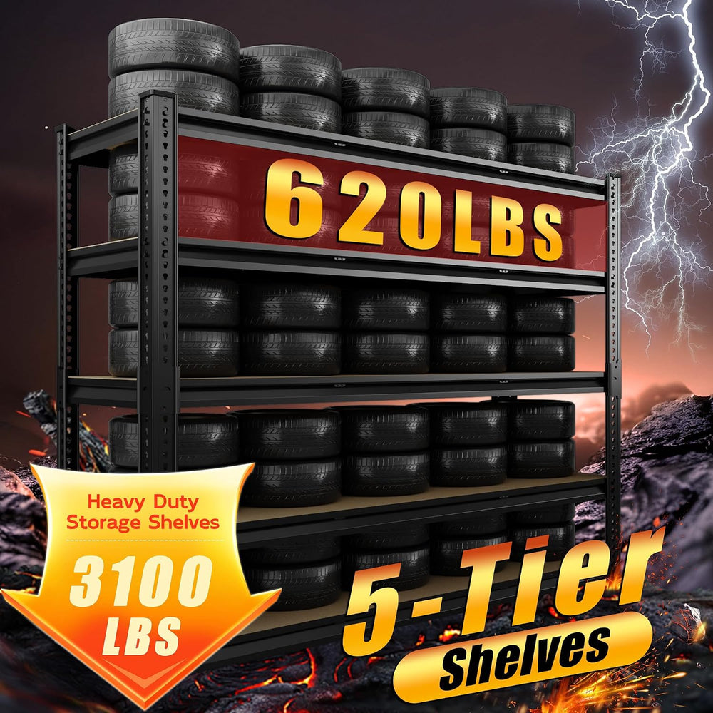 5-Tier Heavy Duty Metal Storage Rack, 48" W x 24" D x 72" H