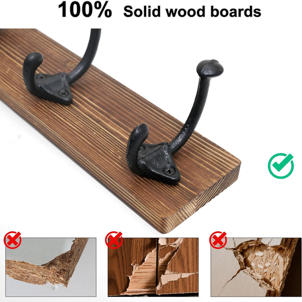 WEBI Rustic Coat Rack Wall Mount,24" Long 6 Cast Iron Coat Hooks Wall Mo...