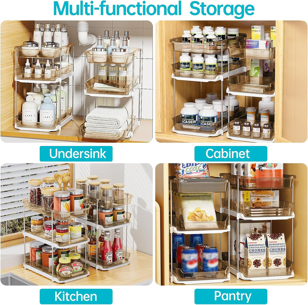 Delamu 2 Pack 3-Tier Bathroom Under Sink Organizers and Storage, Multi-Purpos...