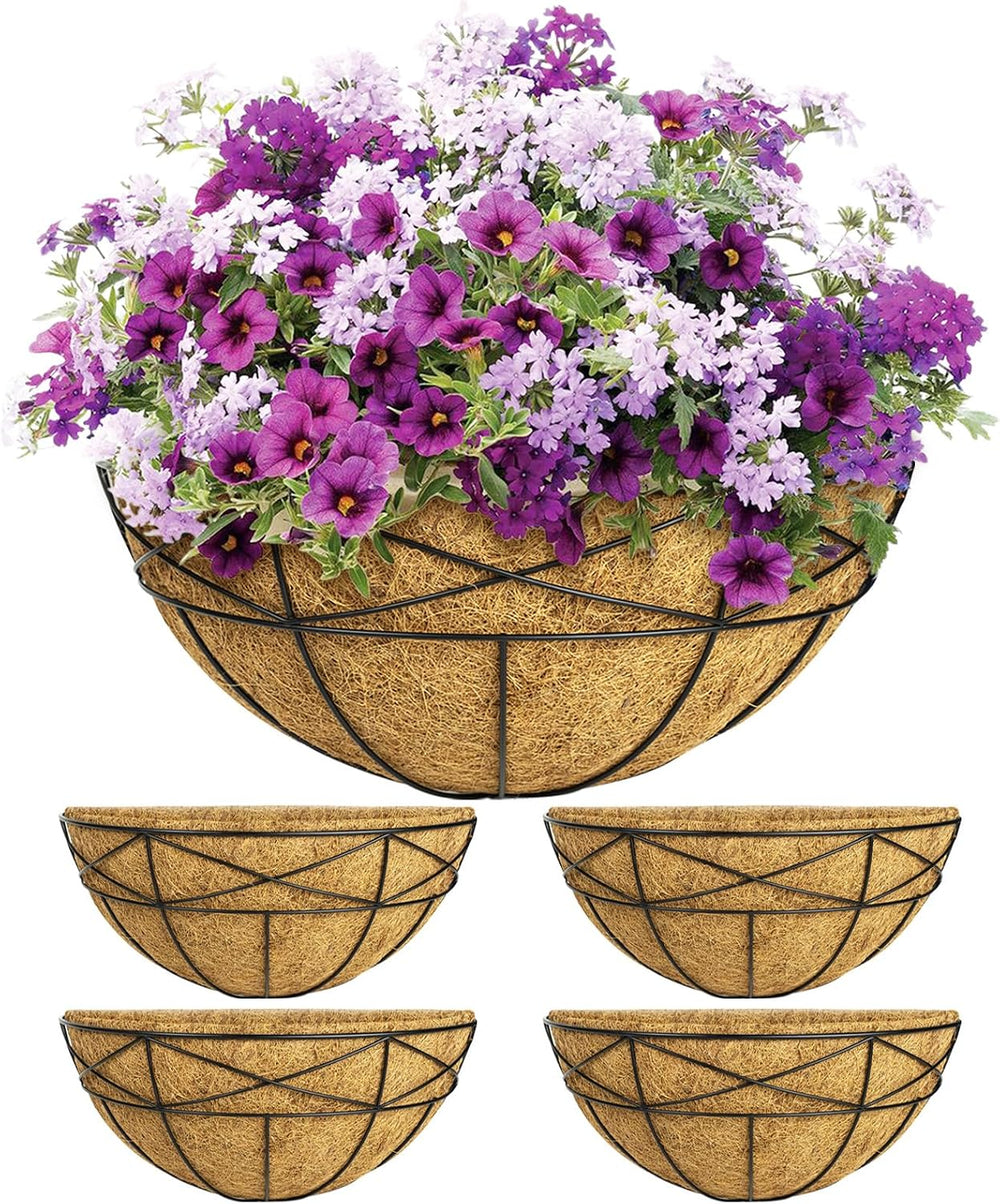 4 Pack 14 Inch Window Boxes Planters Railing Planter Box with Coco Liners Dec...