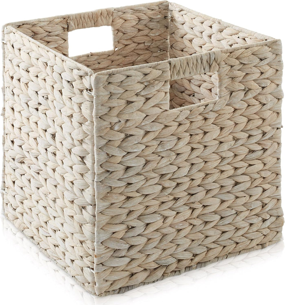 Casafield 12" x 12" Hyacinth Storage Baskets, Whitewash - Set of 2 ...