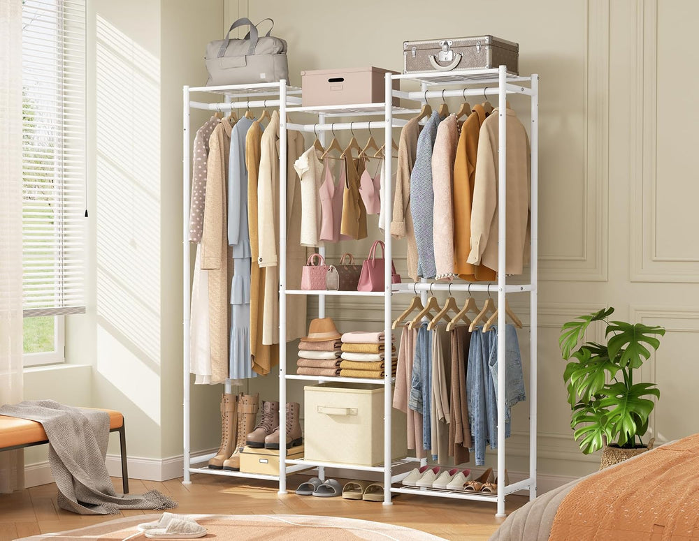 HOMIDEC Wardrobe Closet, 4 Hanging Spaces Portable Clothes Rack
