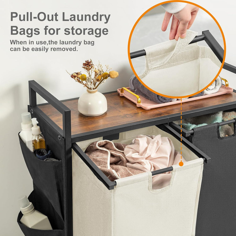 WOWLIVE Double Laundry Hamper with Wheels, Rolling Laundry Basket Organizer