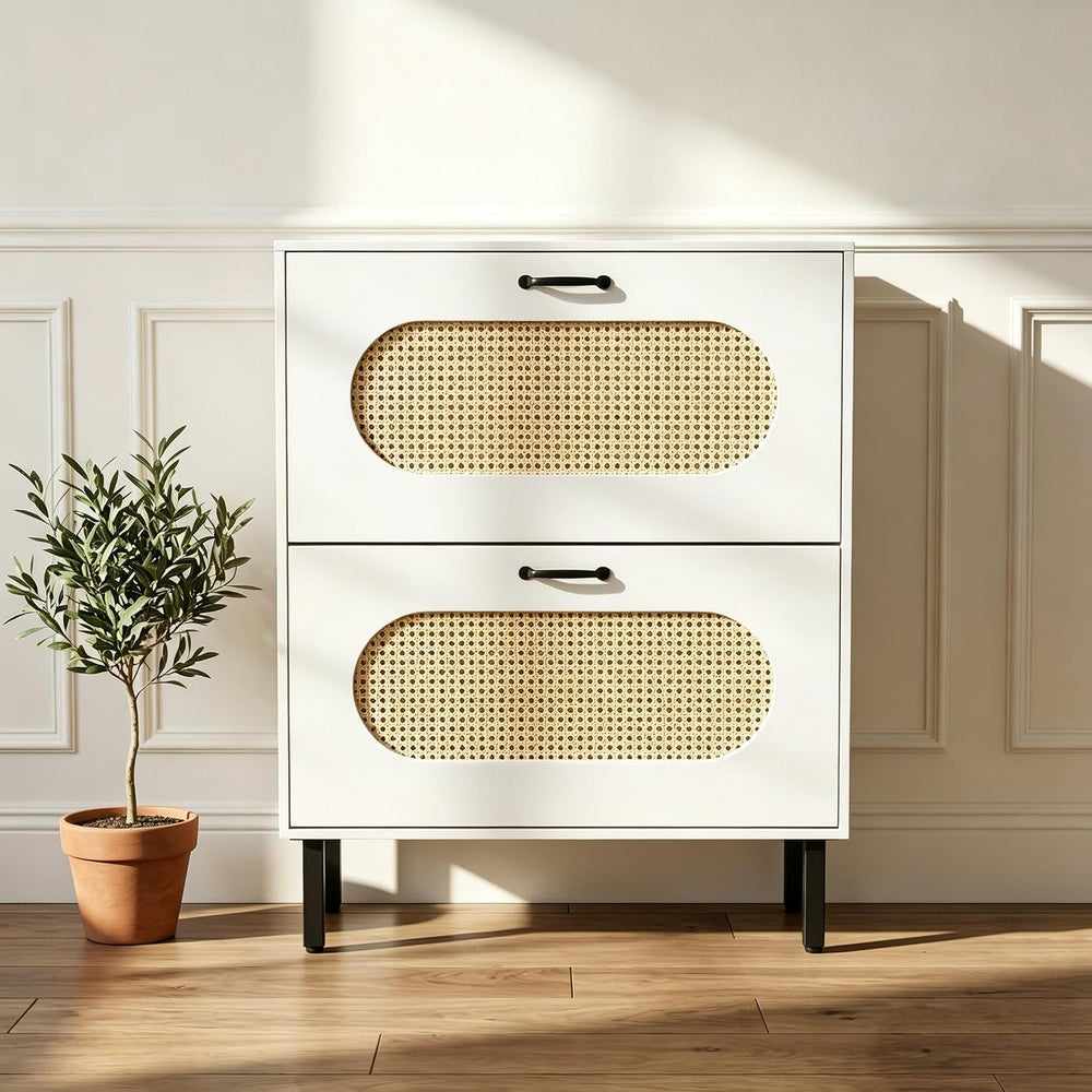 SUNCROWN 2 Flip Drawers Shoe Storage Cabinet, Freestanding Narrow Entryway Or...