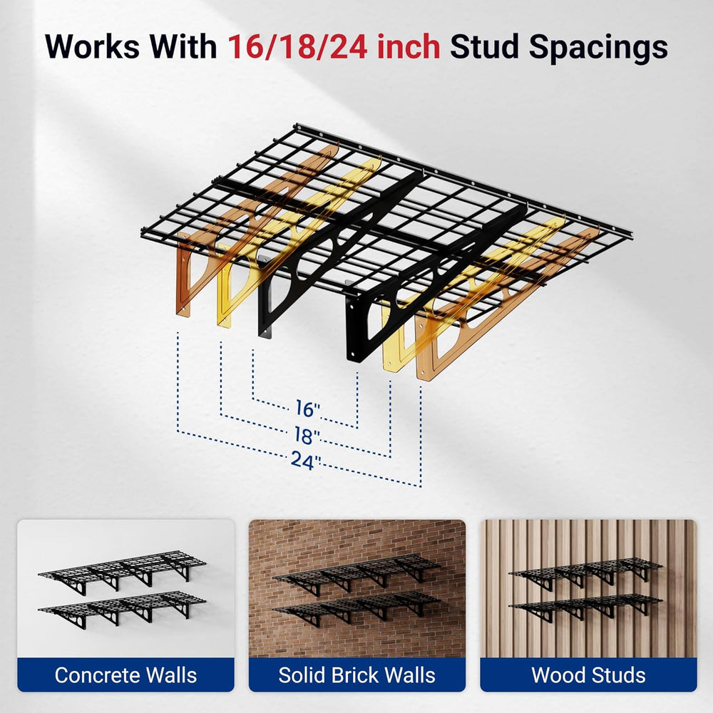FLEXIMOUNTS 2-Pack 2x6ft Garage Shelving 24-inch-by-72-inch Heavy Duty Wall M...