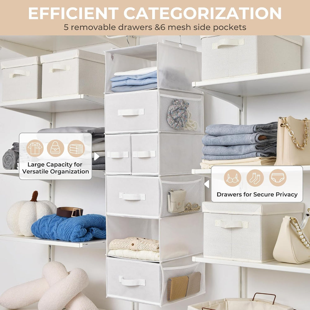 GRANNY SAYS Hanging Closet Organizer, 5 Drawers, 6 Shelves, 6 Pockets