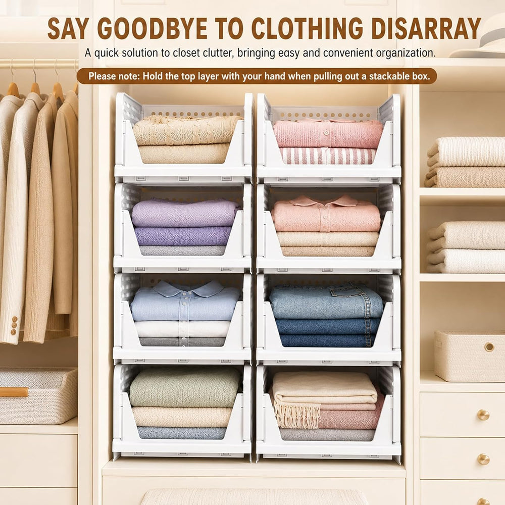 5 Pack Stackable Closet Organizer Basket- Closet Organizers and Storage