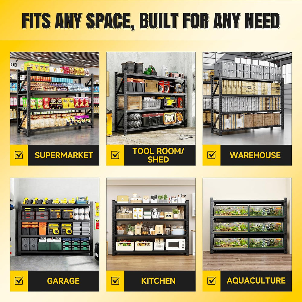 MIIIKO 79" W Garage Storage Shelving Unit,6000LBS Heavy Duty Metal Garag...