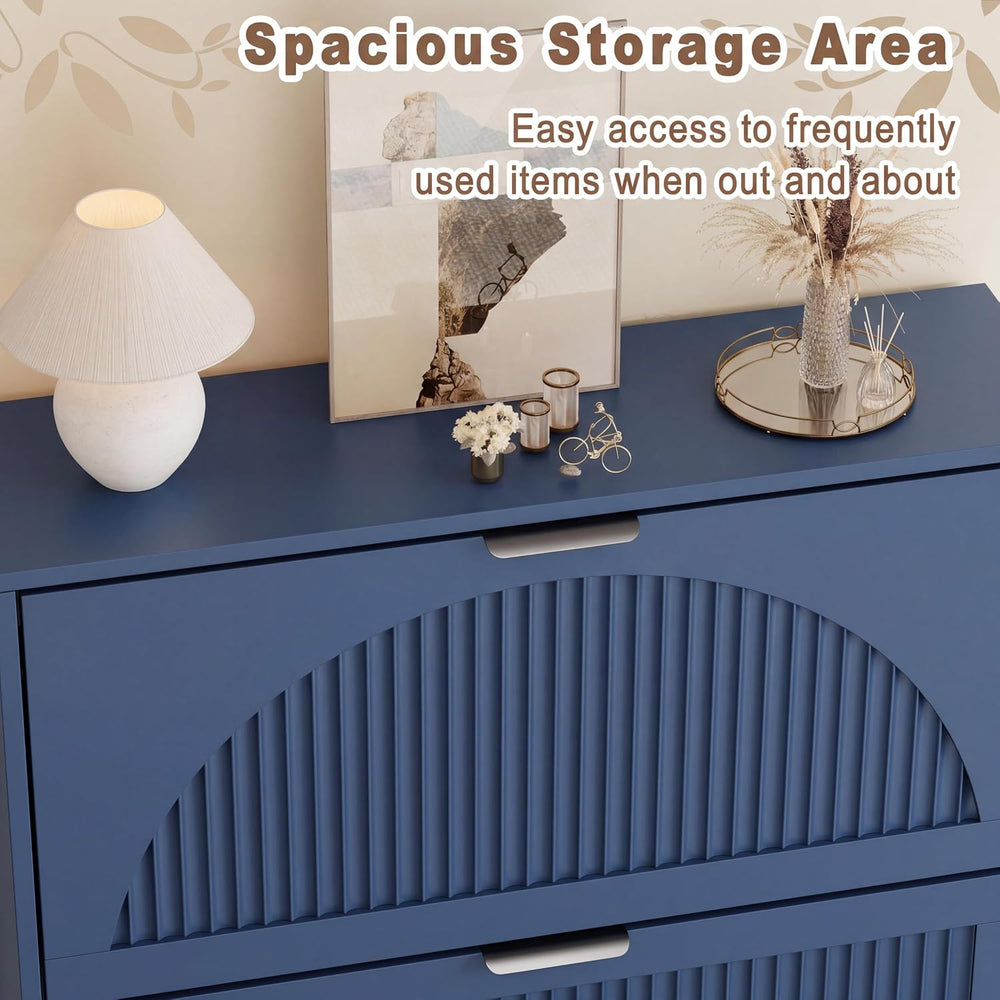 Shoe Storage Cabinet with 4 Flip Drawers, Narrow Wood Shoe Organizer Cabinet ...