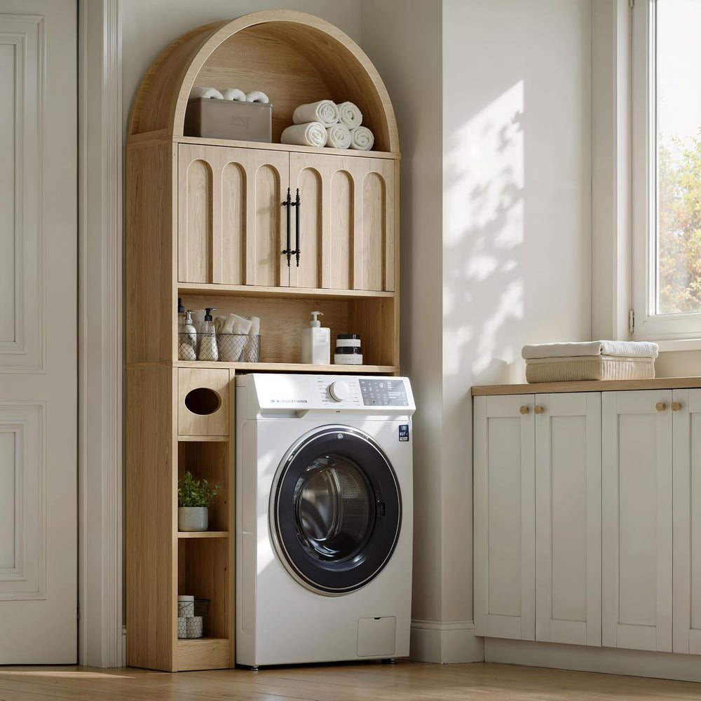 Evermagin Over the Toilet Storage Cabinet, 76" H Arched Bathroom Organizer