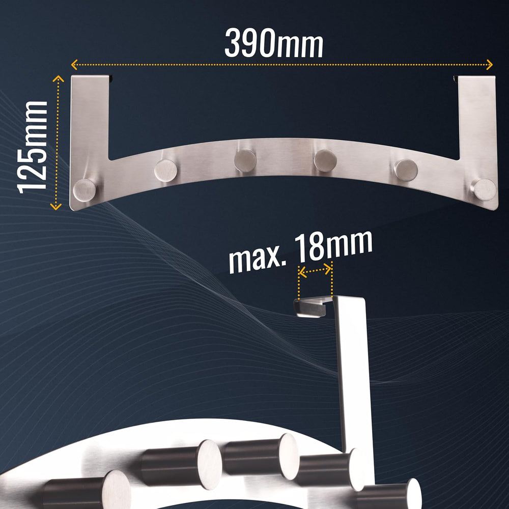 RICOO Over Door Hooks Hanger - Heavy Duty Door Hanger with 6 Hooks, Stainless...
