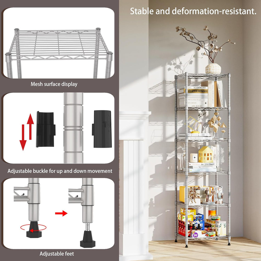 REGILLER 6 Wire Shelving Steel Storage Rack Adjustable Unit Shelves for Laund...