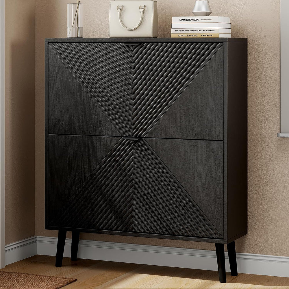 Shoe Cabinet Storage, Narrow Shoes Organizer with 2 Flip Drawers, Shoe Rack