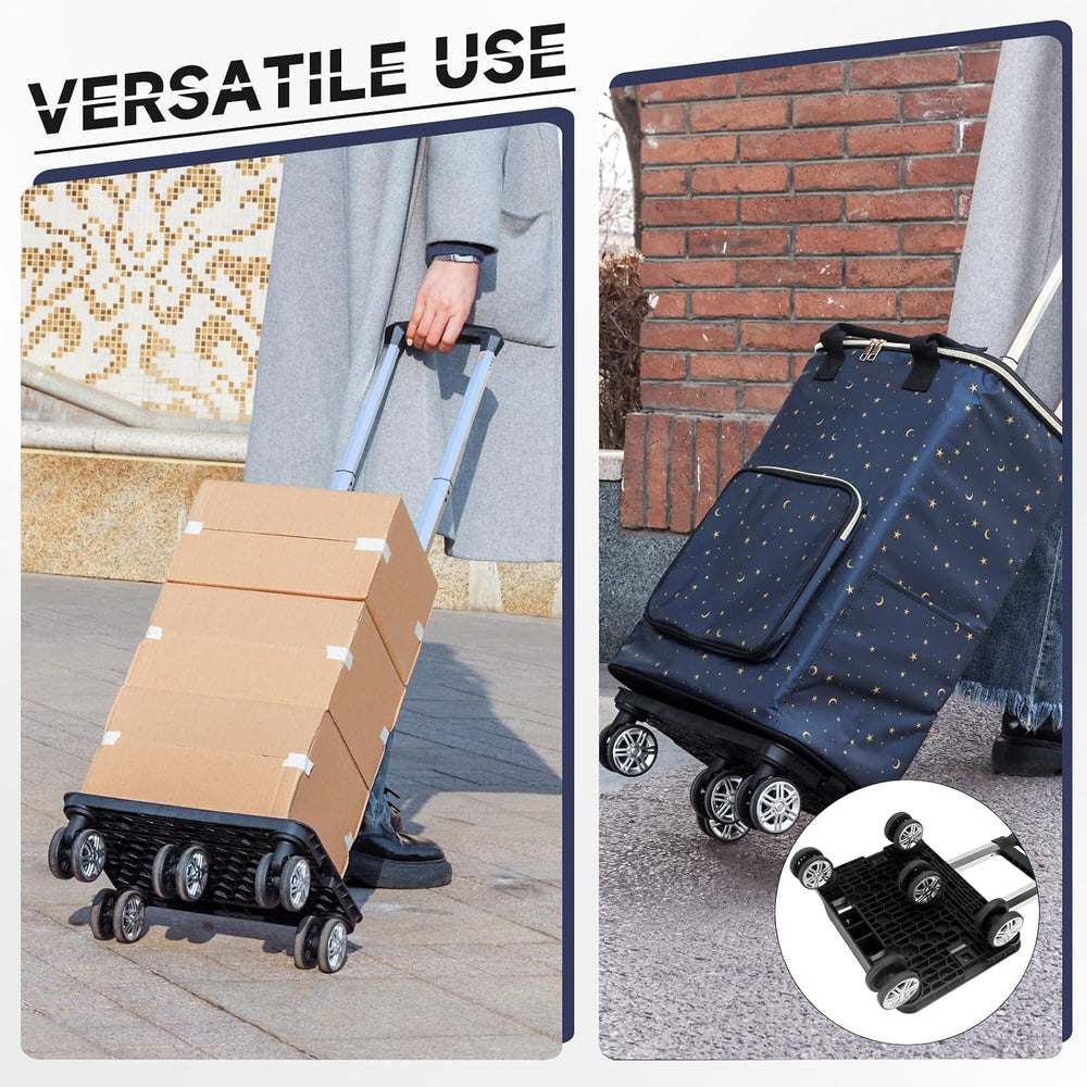 TAMACART Shopping Cart on 5 Swivel Wheels, Foldable Grocery Cart with Removab...