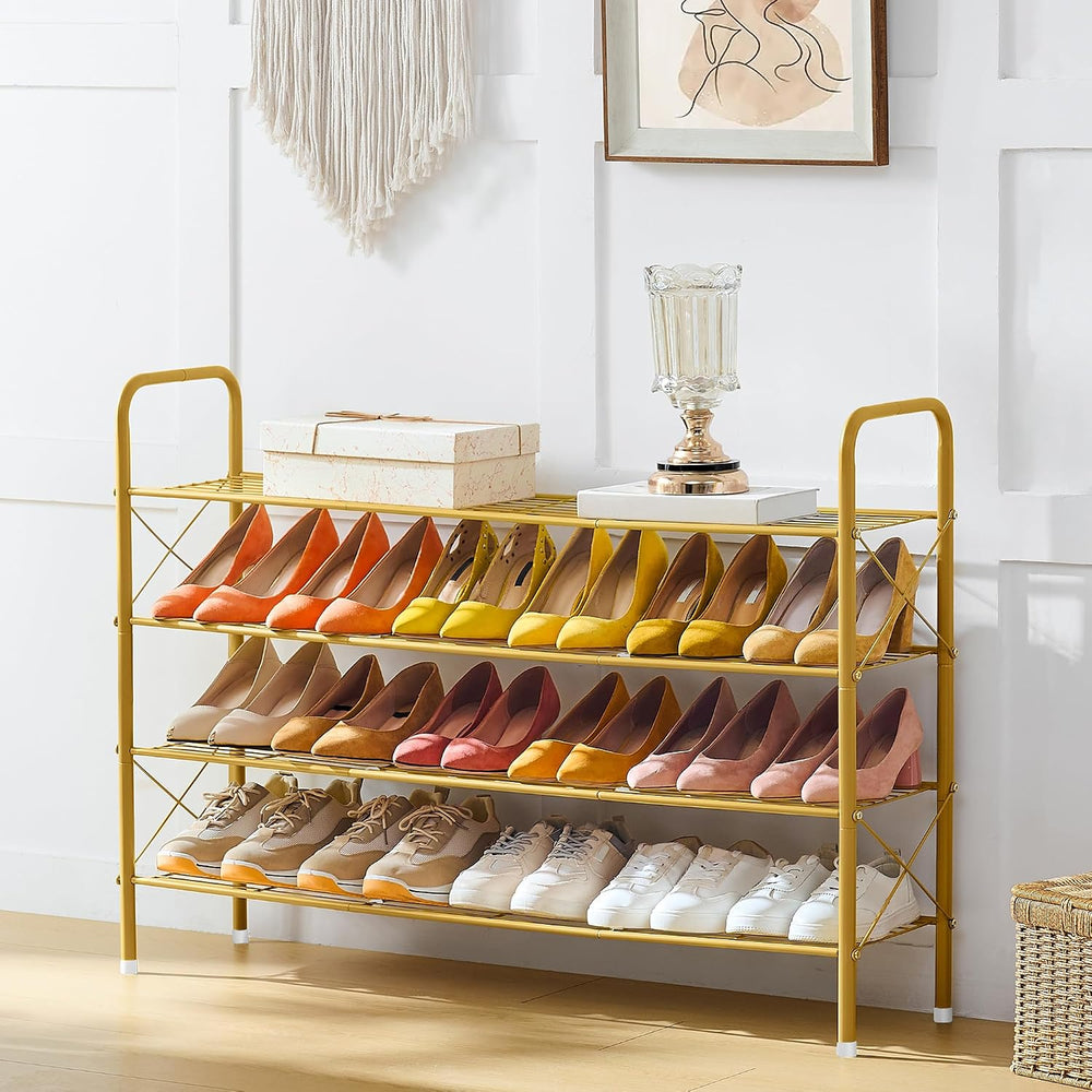 Hoctieon 4 Tier Mesh Style Shoe Rack, Entryway Shoe Shelf, Shoe Storage Organ...