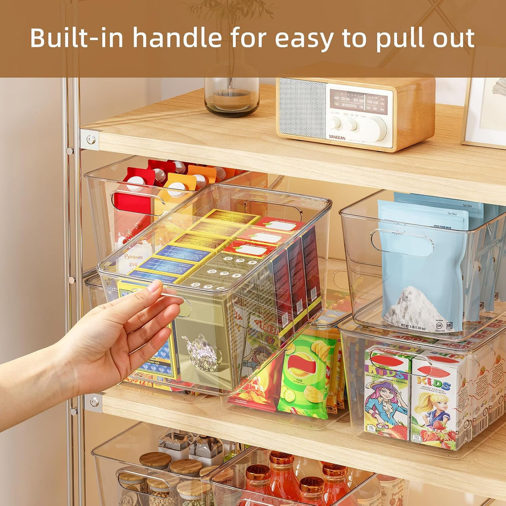JOYZAN Stackable Plastic Storage Bins with Lids Clear Organizer Bins