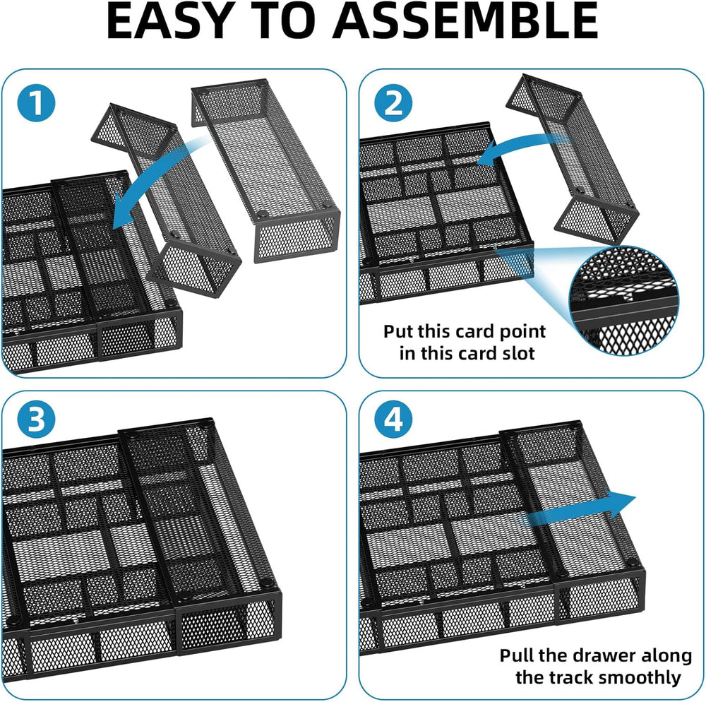 Marbrasse Expandable Desk Drawer Organizer, Mesh Drawer Organizer Tray with 1...