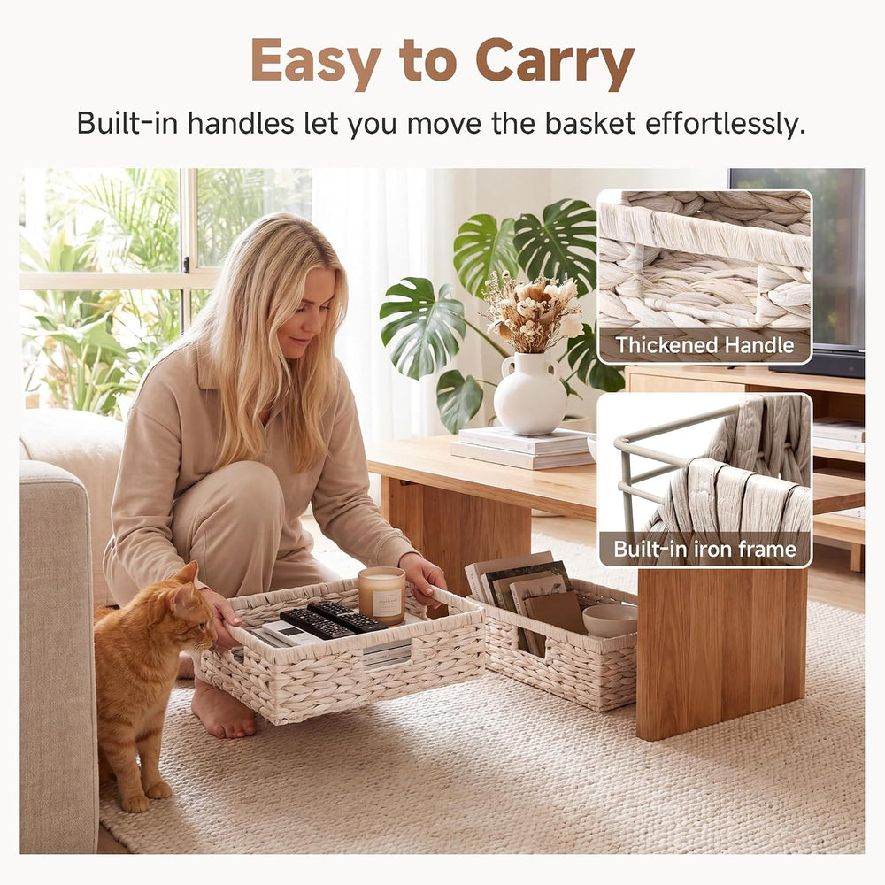 StorageWorks Large Wicker Storage Baskets for Shelves, White Baskets,1-Pack