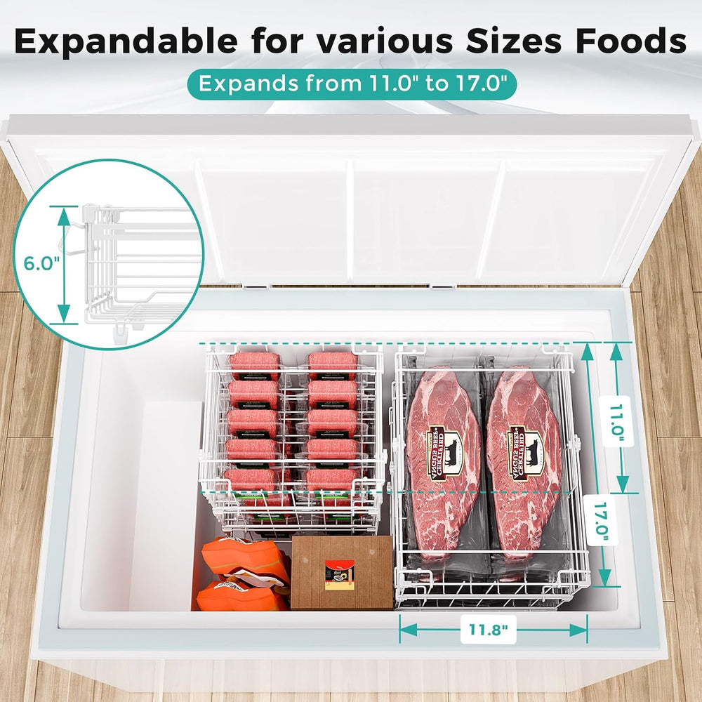 OPENICE Expandable Freezer Organizer Bins for Deep Freezer (4 PCS, White)