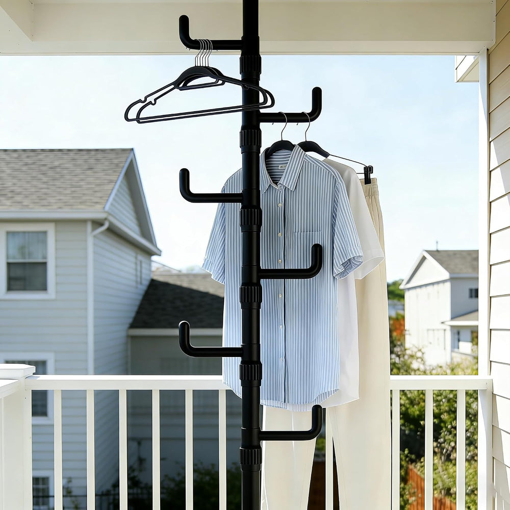 Floor to Ceiling Clothes Drying Rack, Adjustable Tension Pole Laundry Rack fo...
