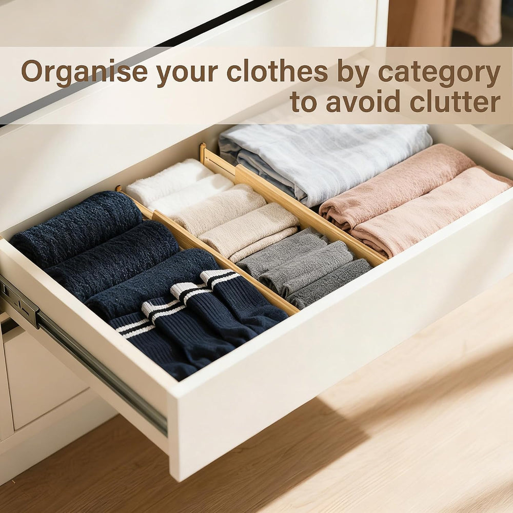 Adjustable Bamboo Drawer Dividers of 8, Expandable Organizers (16.9"-22....