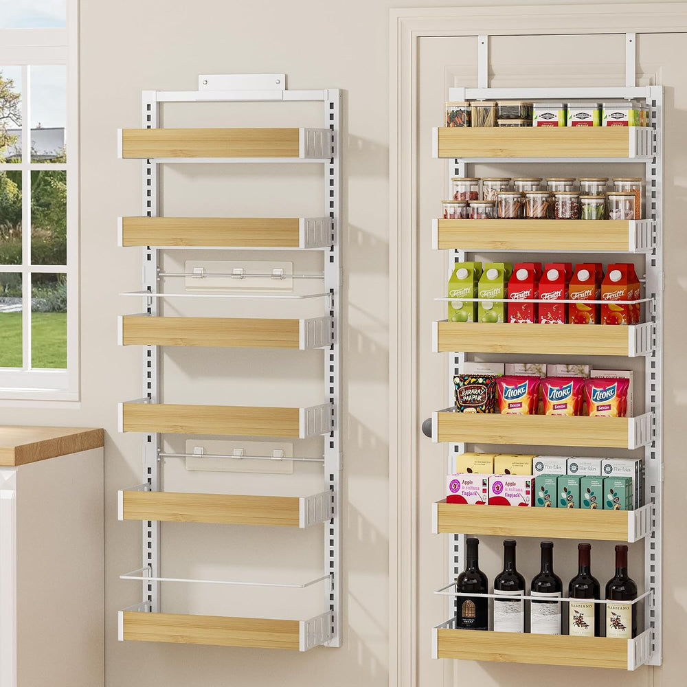 POKIPO 6 Tier Over The Door Pantry Organizer, 2-in-1 Door Hanging or Wall Mou...