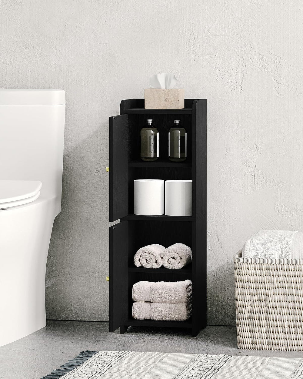 Hzuaneri Bathroom Storage Cabinet, Small Corner Floor Cabinet with 2 Doors