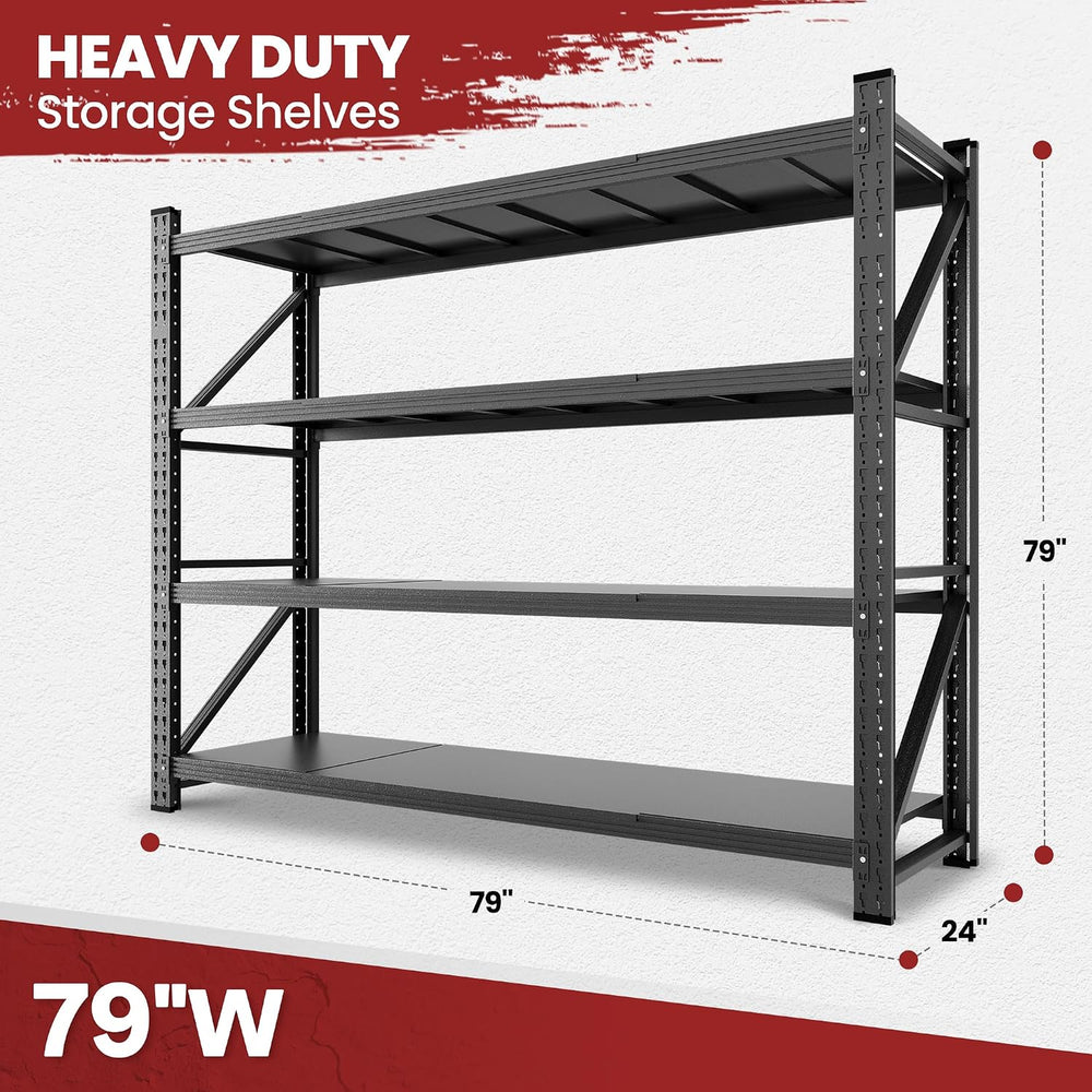 79" Wide Metal Garage Shelves, 7000LBS Storage Shelving Heavy Duty, Stan...