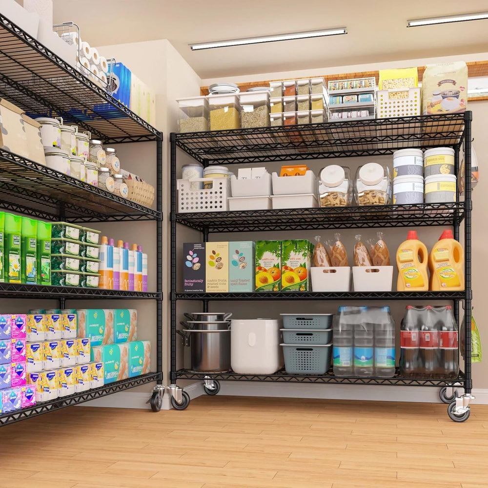 PrimeZone 55.5" Wx24 x80 Heavy Duty Metal Wire Storage Shelving with Wheels