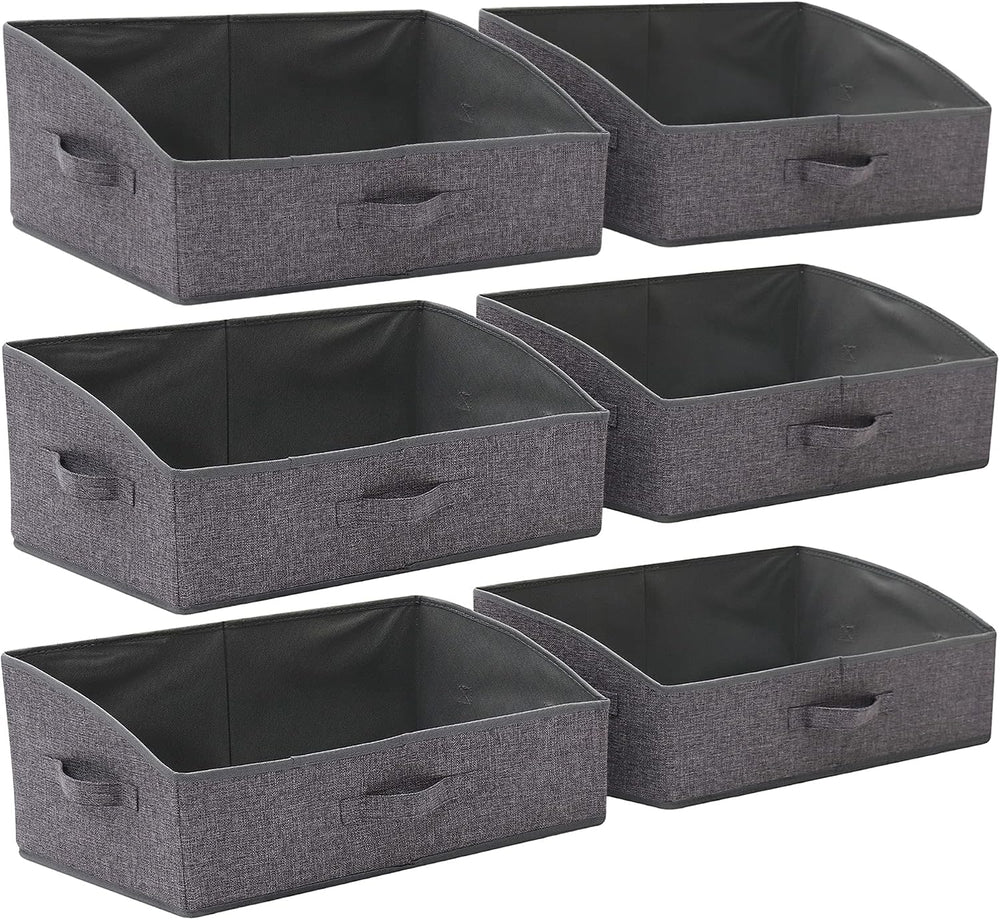 TENABORT 6 Pack Trapezoid Large Foldable Closet Storage Bins with Handle, Fab...