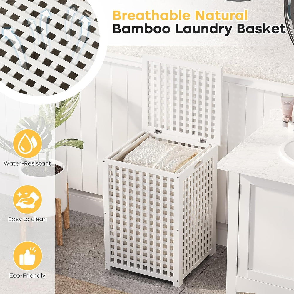 oakvivo Bamboo Laundry Hamper, 17.7" x 17.7" x 25.6" Bathroom ...