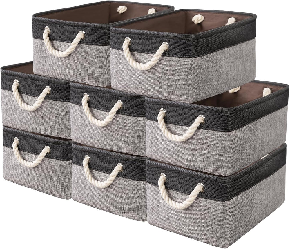 SAMORADREA 8 Pack Storage Basket Bins & Decorative Baskets Fabric Storage...